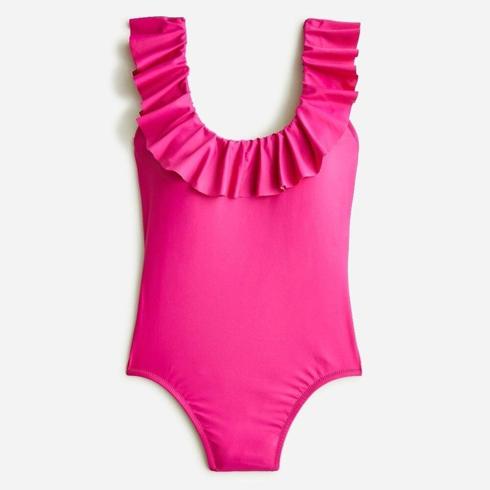 J.Crew Ruffle Scoopback One-Piece Swimsuit Size 8 NWT